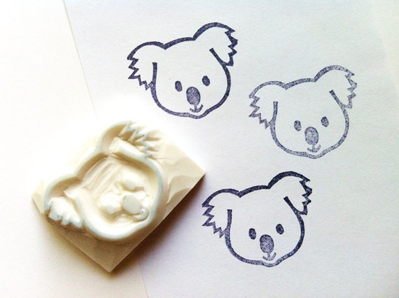baby koala hand carved rubber stamp australian animal stamp