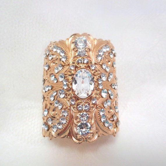 Bridal Cuff Bracelet Rose gold wedding bracelet by treasures570