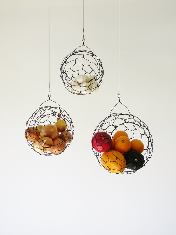 Hanging Wire Fruit or Vegetable Sphere Basket Set
