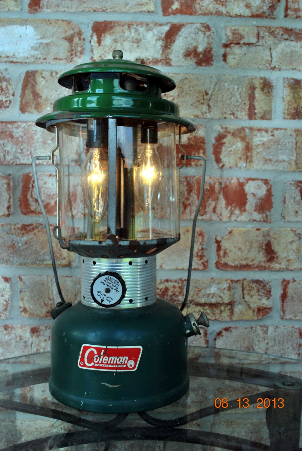 Vintage Coleman Lantern Lamp Industrial Upcycled Reclaimed