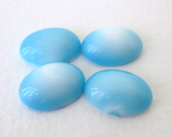 Vintage Glass Cabochon Sky Blue White Ovals 14x10mm gcb0853 (4)