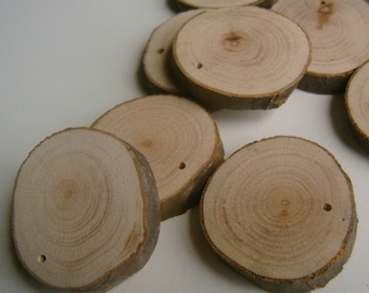 40 Blank Tree Branch Slices 1 to 1.5 inch Top Drilled