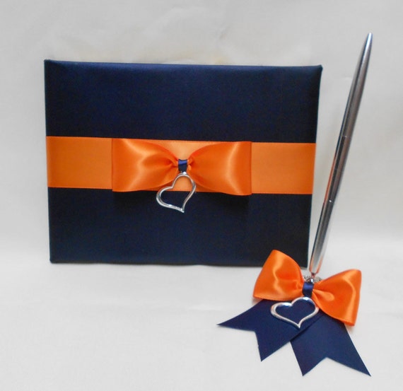 Navy Blue  Orange  Wedding  Bridal Accessories by 