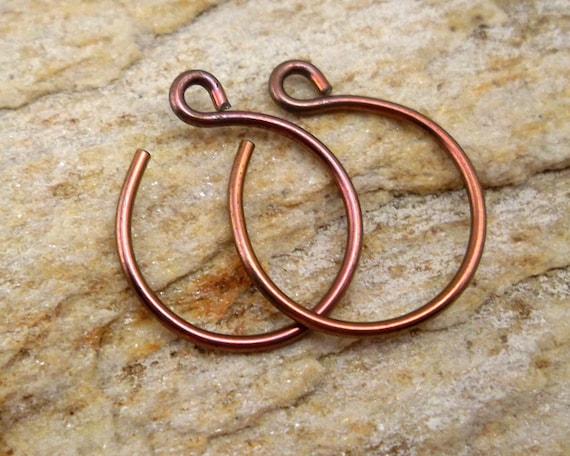 Tiny Pink Niobium Hoop Earrings, Rose Pink Backward Hoop Earrings