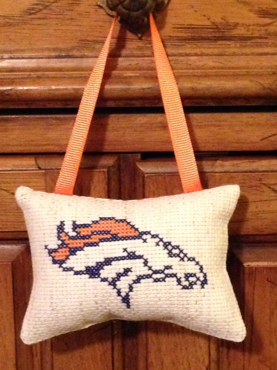 Denver Broncos Counted Cross Stitch Hanging Pillow
