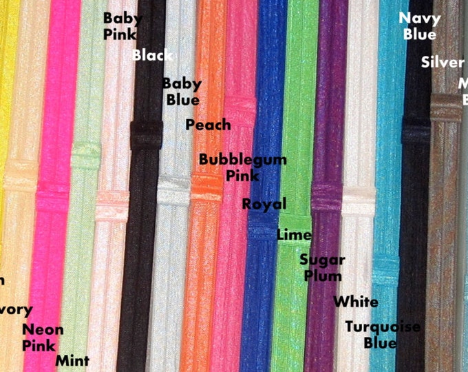 HEADBANDS Shimmer Elastic Stretch Headband 5/8 " - You Pick your Color and Size Interchangable