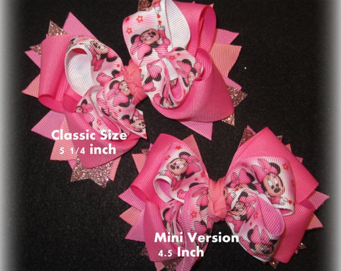 I Heart Poodle Boutique Hair Bow 3 Layers of Ribbon and Spikes Poodles Hairbow Pink Black Chic Paris