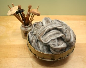 Shetland Wool Top - Humbug - Undyed Roving for Spinning or Felting (8oz)