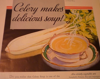 Vintage Ad - Campbell's Celery Soup ad - original ad from the 1930s - - -