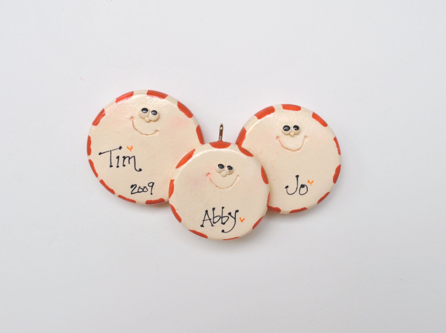 Personalized Peppermint Family of 3 Christmas Ornament