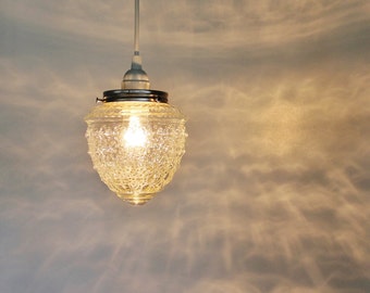 Raspberry Shaped Textured Hanging Pendant Lighting Fixture Crystal Clear Dazzling Diamonds Pressed Glass BootsNGus Lamp Design