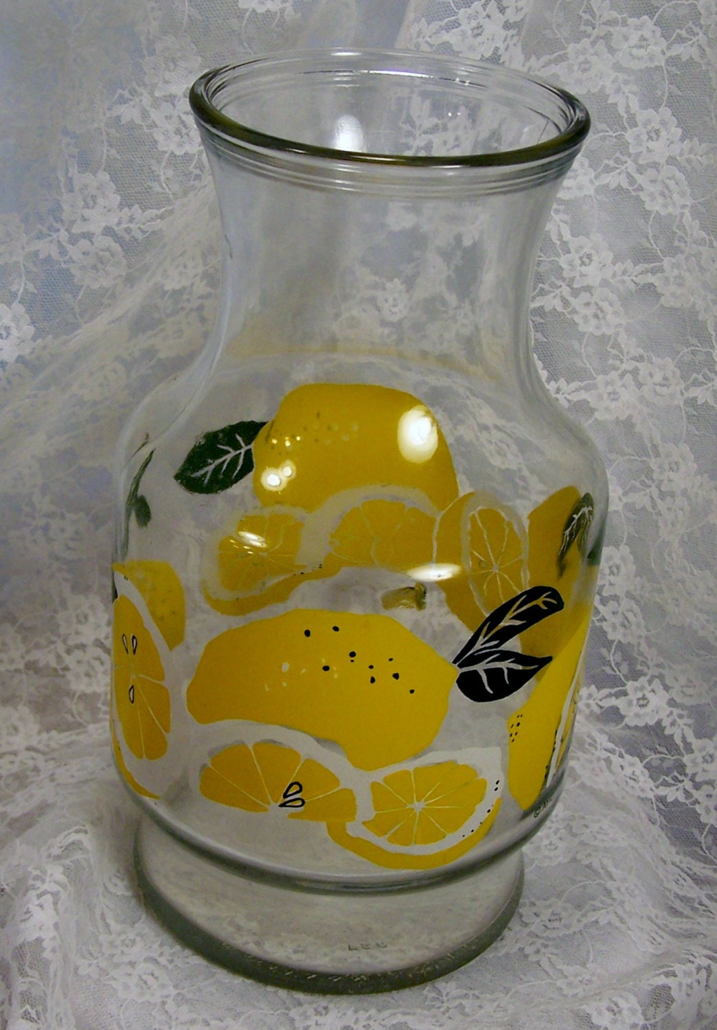 Vintage Lemonade Glass Pitcher Retro by VintageDelights4U on Etsy