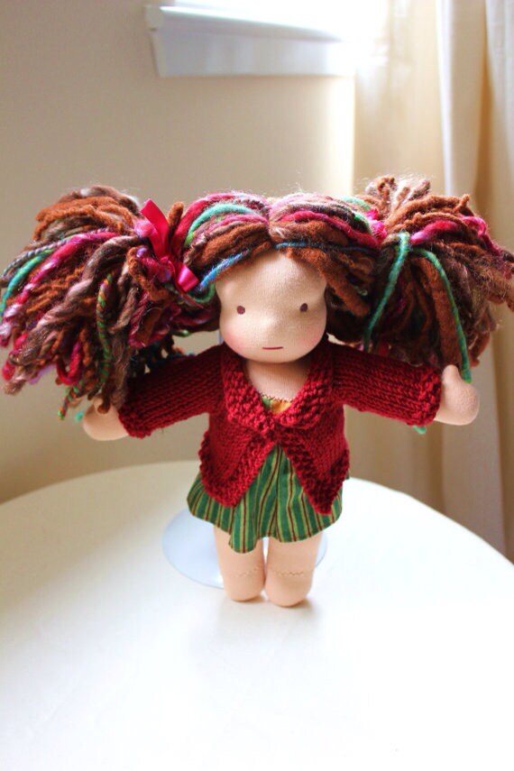 KNITTING PATTERN for Waldorf Doll Sweater with collar for 10