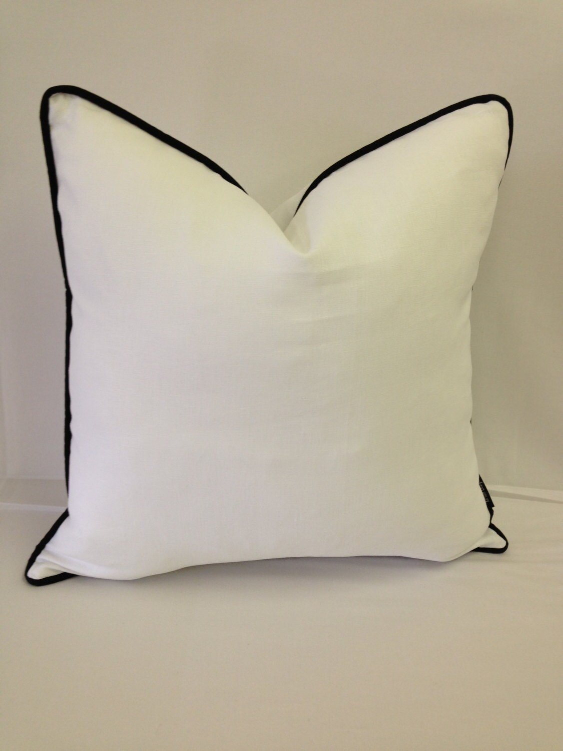 Pair of Linen pillow covers corded white with black choose