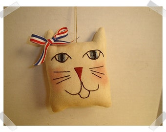 Cat Ornament/Hand Embroidered /Handmade**