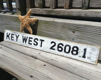 Beach Sign Custom Miles Key West Vintage Style Choose your Mileage