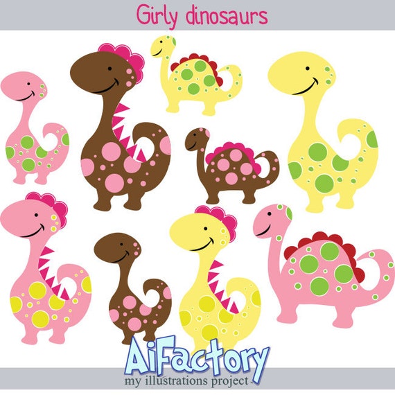 Girly Dinosaurs Clip Art