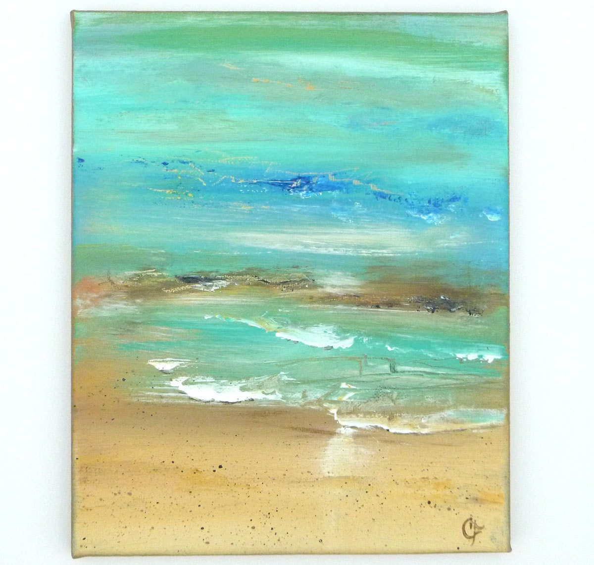 Beach painting Impressionist beach painting small 8x10