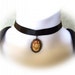 Floral Cameo Choker Necklace - Vintage Japanese Cameo - Thistle - Cream and Carnelian - 3-D Flower choker - Black Ribbon Necklace - Noir