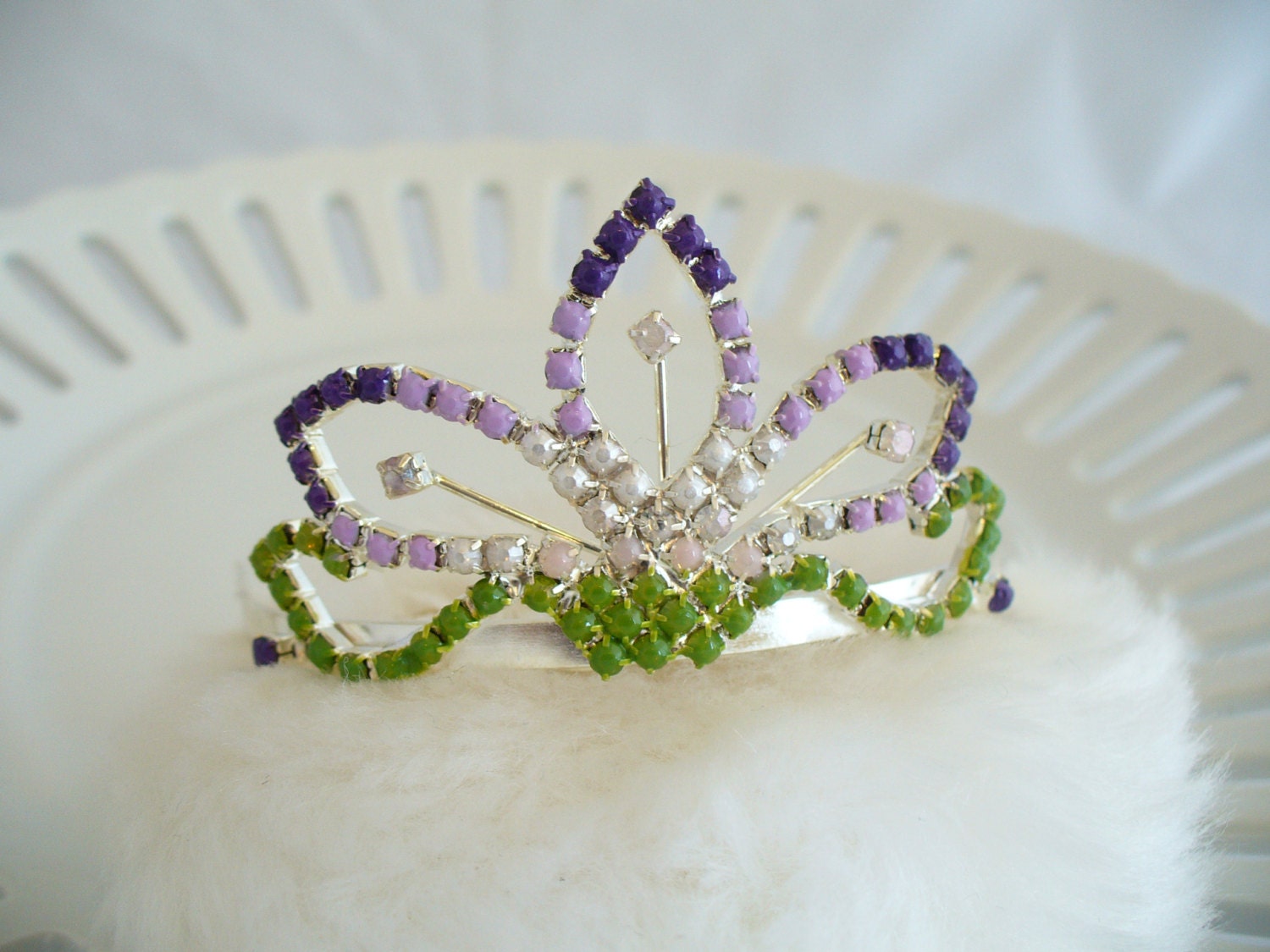 Lotus Flower Tiara Silver tone metal with Hand by