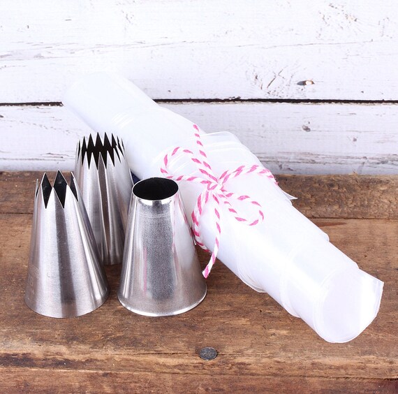 Jumbo Frosting Tips & Frosting Bags Set Jumbo Open Star Tip
