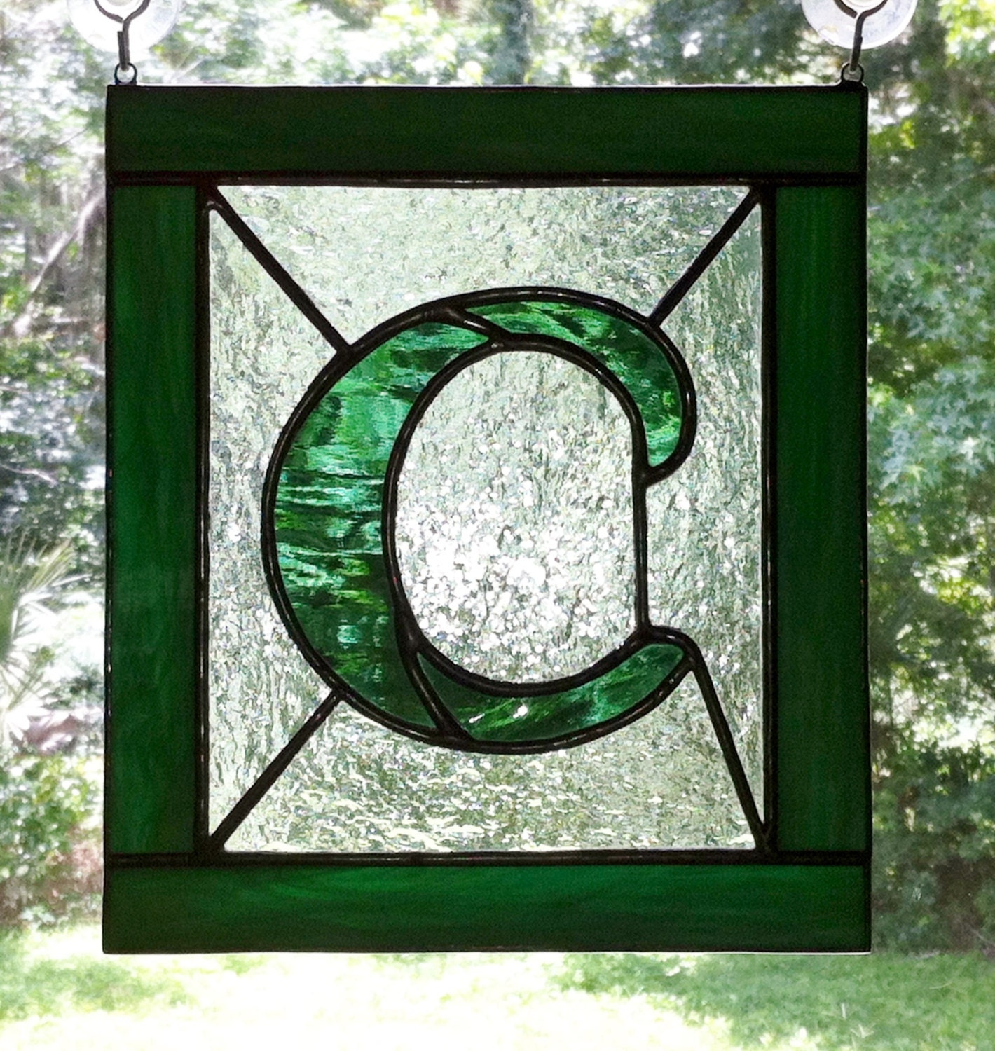 Letter C Initial Custom Stained Glass Suncatcher