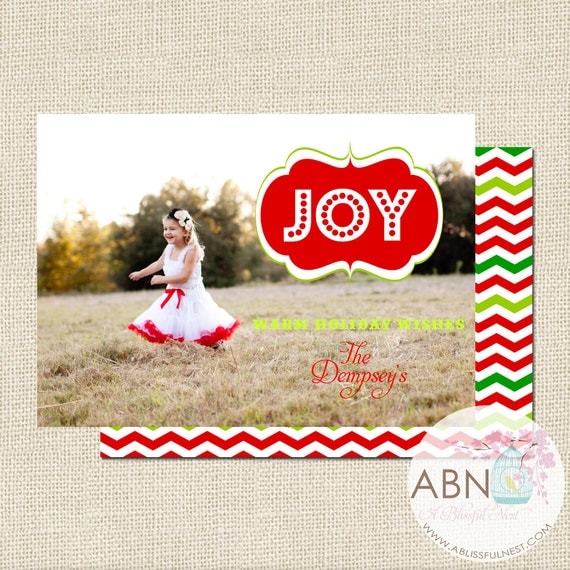 CHRISTMAS CARD Holiday Photo Card - Joy To The World - PRINTABLE - By A Blissful Nest Il_570xn