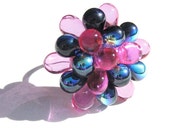AB Pink BlackBerry - Limited Editon Black and Pink cluster cocktail ring, glass beaded ring, statement ring, unique jewelry, gift for her