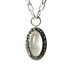 Silver Milky Agate Black Diamond Necklace White Elegant - Antique Oval