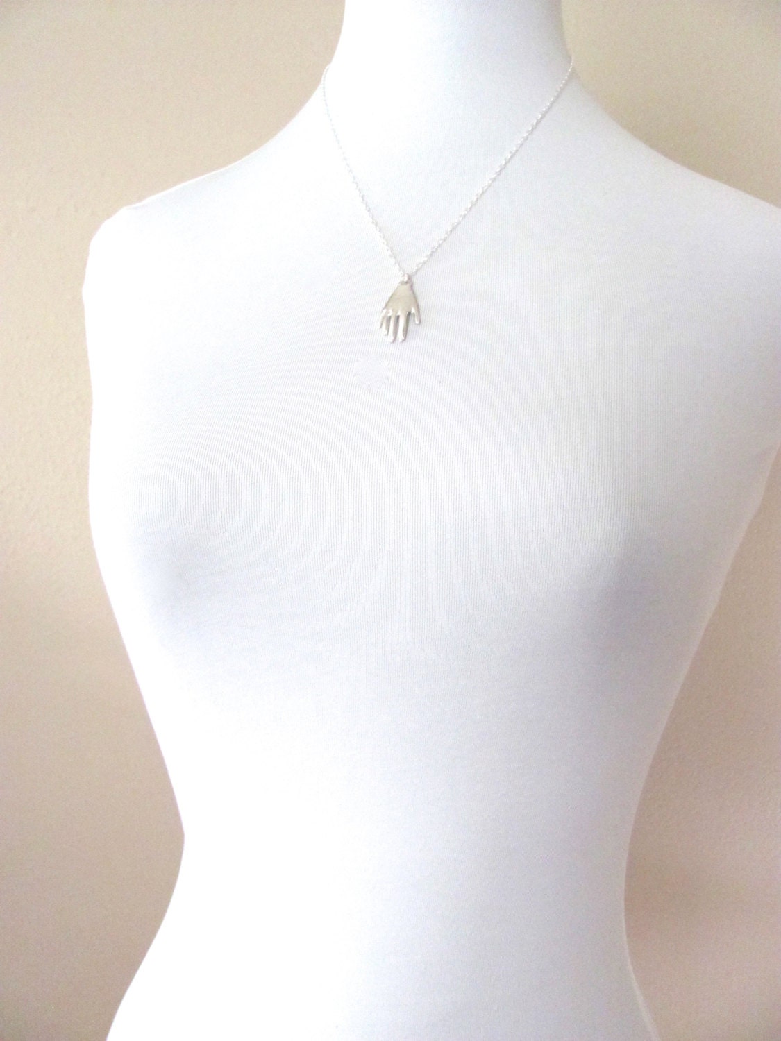 Hand pendant necklace sterling silver plated hand charm on