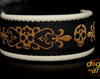 Dog Collar "Skull" by dogs-art, martingale collar, leather dog collar, skull dog collar, boy dog collar, girl dog collar, dog collar, skulls