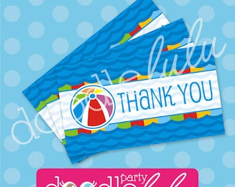 Pool Party Favor Tags - Beach Bash Birthday Party - Summer Splish Splash - Thank You Favor Tags - PRINTABLE, INSTANT DOWNLOAD