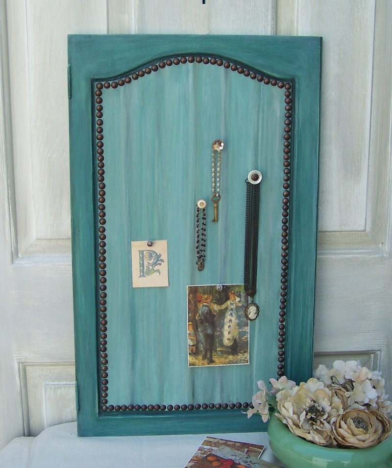 Jewelry Display Cork Board Organize Jewelry Cottage Teal