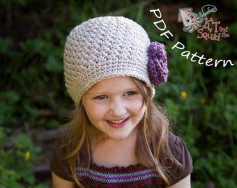 crochet baby hat pattern, easy hat pattern, newborn hat pattern, hat with flower pattern, Womens crochet hat pattern,girls hat patter
