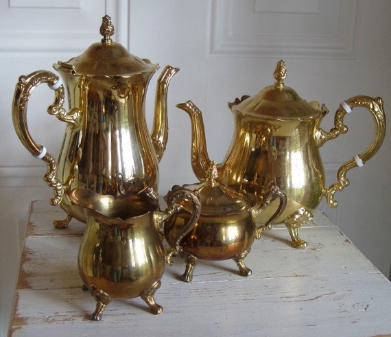 GoRGeoUS GoLD PLaTeD TeA SeT by wickedfabulous on Etsy