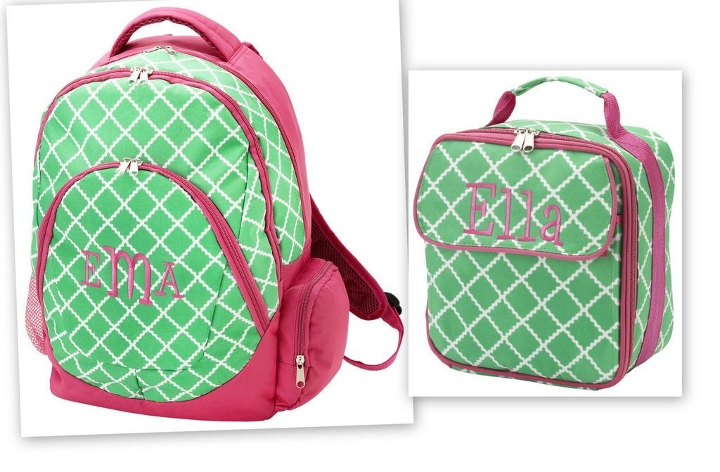 Green and Pink Backpack and Matching Lunch Box Set FREE