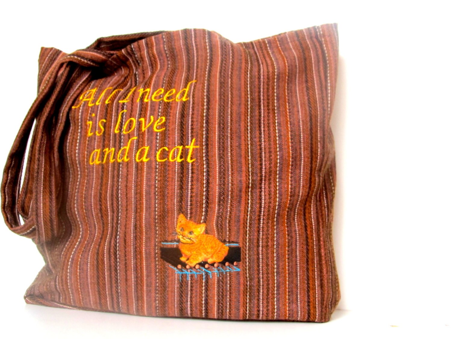 Embroidered Tote Bag Natural wool Large by NaturalHomeTreasures