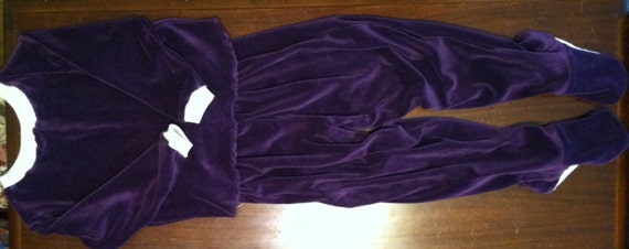 5/6T Juicy Velour in Eggplant Footie Jammies Long Sleeve 2 Piece