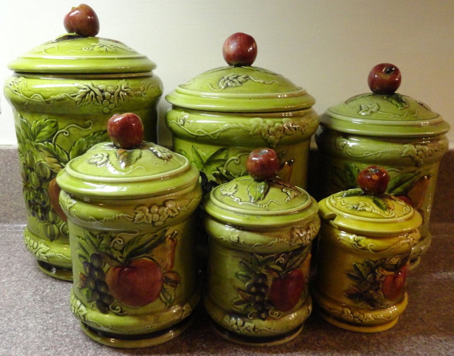 Lefton Kitchen Canister Set Ceramic signed geo.s.Lefton