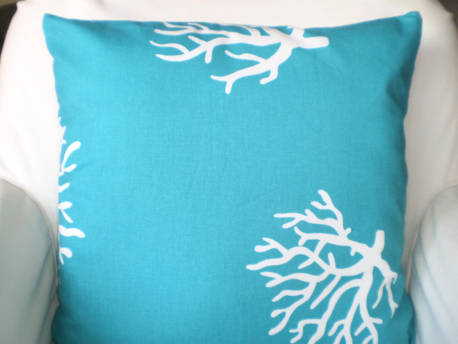 Turquoise Pillow Covers Coral Pillows Beach by FabricJunkie1640