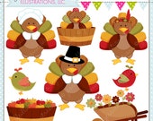 Pilgrim Turkeys Cute Thanksgiving Digital Clipart for Commercial or Personal Use, Thanksgiving Clipart, Turkey Clipart, Turkey Graphics Il_170x135