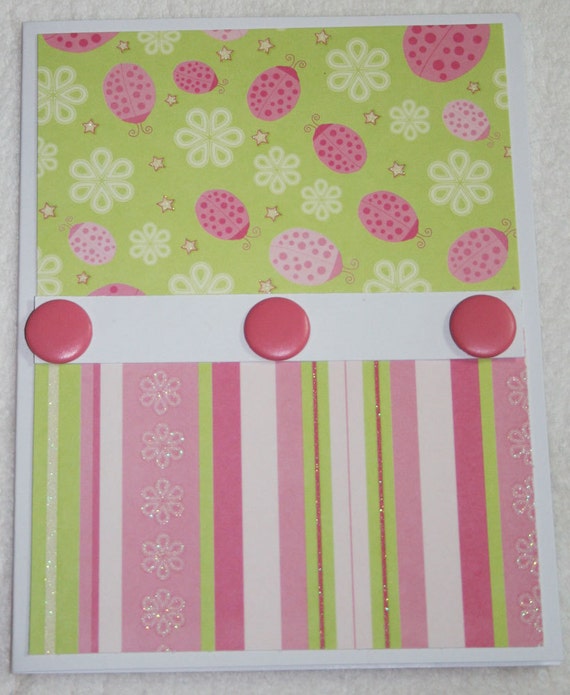 Pink and Lime Green Lady Bug All Occasion Card