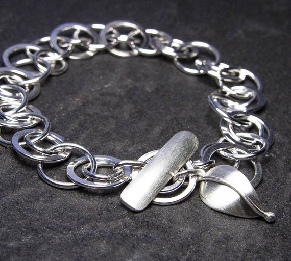 Sterling Silver Bracelet. Handmade Chain Link Bracelet. Artisan Silver ...