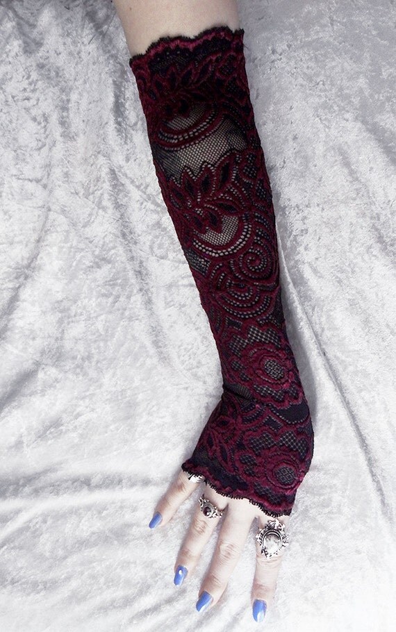 Israphel Lace Extra Long Arm Warmers Black w/ by ZenAndCoffee