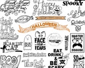 Halloween Clip Art - Word Art - Scrapbooking Titles - Photoshop Brushes & PNG clipart - Quotes - Candy - Ghosts - Cat - - Il_170x135