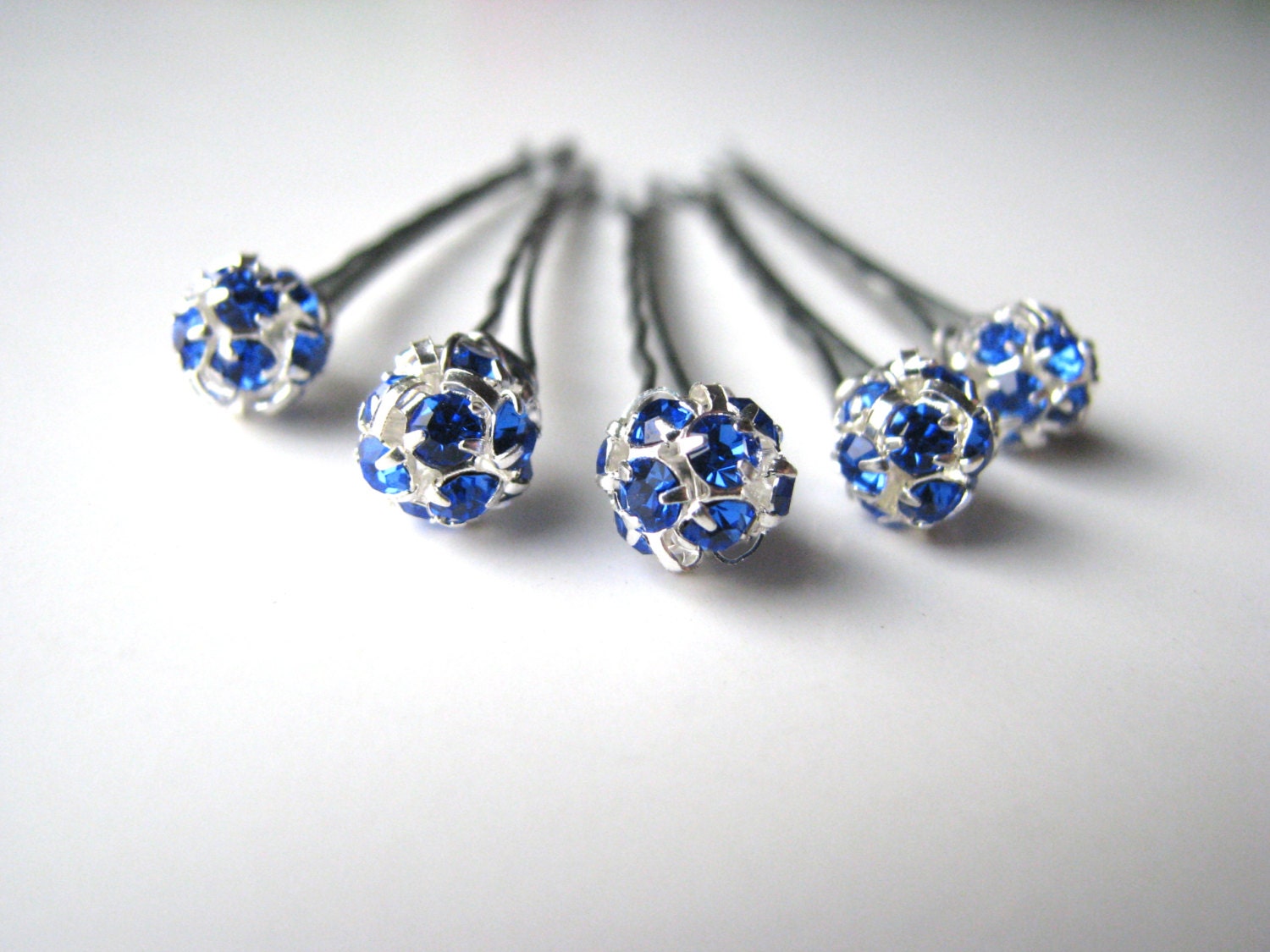 Blue Crystal Bobby Pins - wide 10