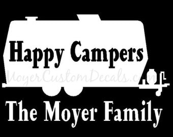 Travel Camp Trailer Camper Vinyl Decal Sticker - You Choose NAME and COLOR