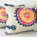 Pink Ikat Pillow, 12 x16 Lumbar Pillow Decorative Pillows Navy Blue Pillows Mustard Yellow, Set of 2, Bohemian Pillows, Ikat Cushions, Small