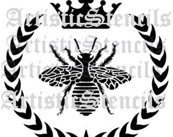 STENCIL French Queen Bee Wreath Crown - Various sizes