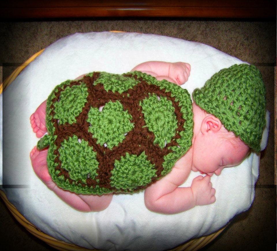 Crochet Turtle Hat and Cape Photography Prop CROCHET TURTLE